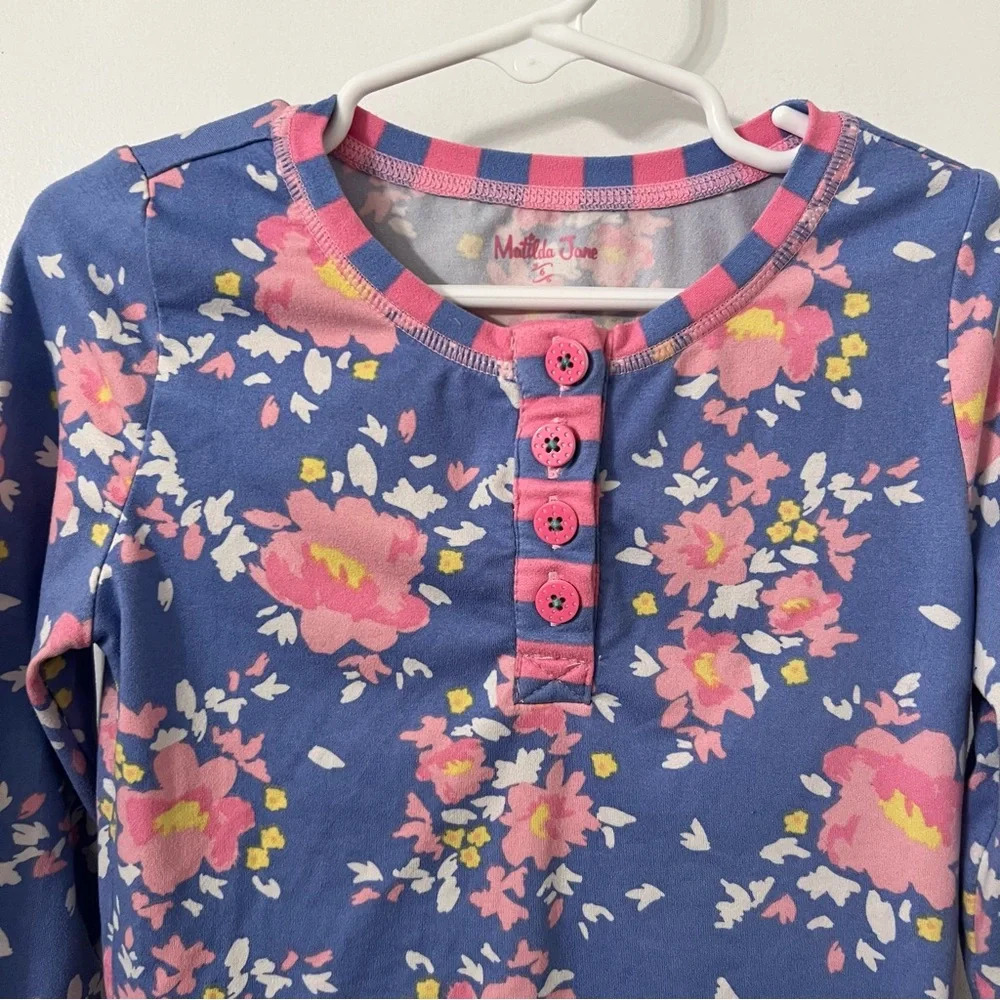 Matilda Jane Size 6 floral blue and pink long sleeve pajama top shirt - Picture 2 of 7